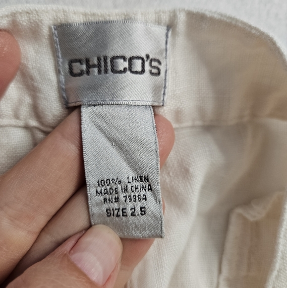 Chico's 100%Linen  Pants In Ivory Color Chicos Size 2.5 =M - Picture 9 of 9